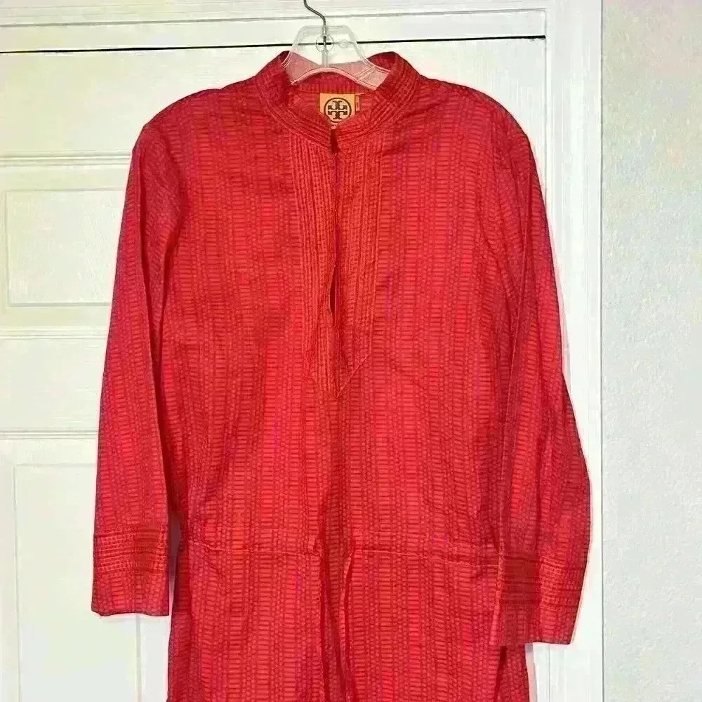 Tory Burch Womens Tunic Dress Tie-Waist Hook Front Cover Up Beach Summer Large